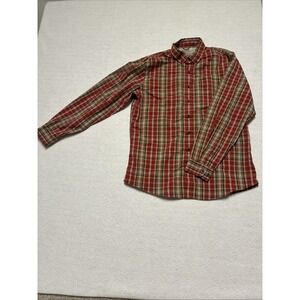 Eddie Bauer Red  Plaid Performance Blend Button Down Mens Large